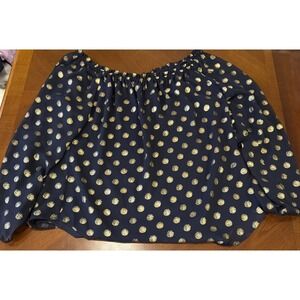 Joseph Ribkoff midnight blue gold polka dot sheer overlay top size 10
